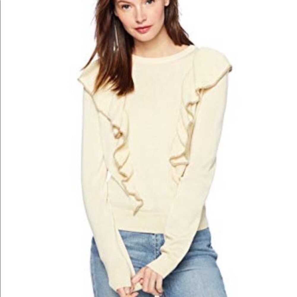 Express Crew Neck Ruffle Front Sweater S